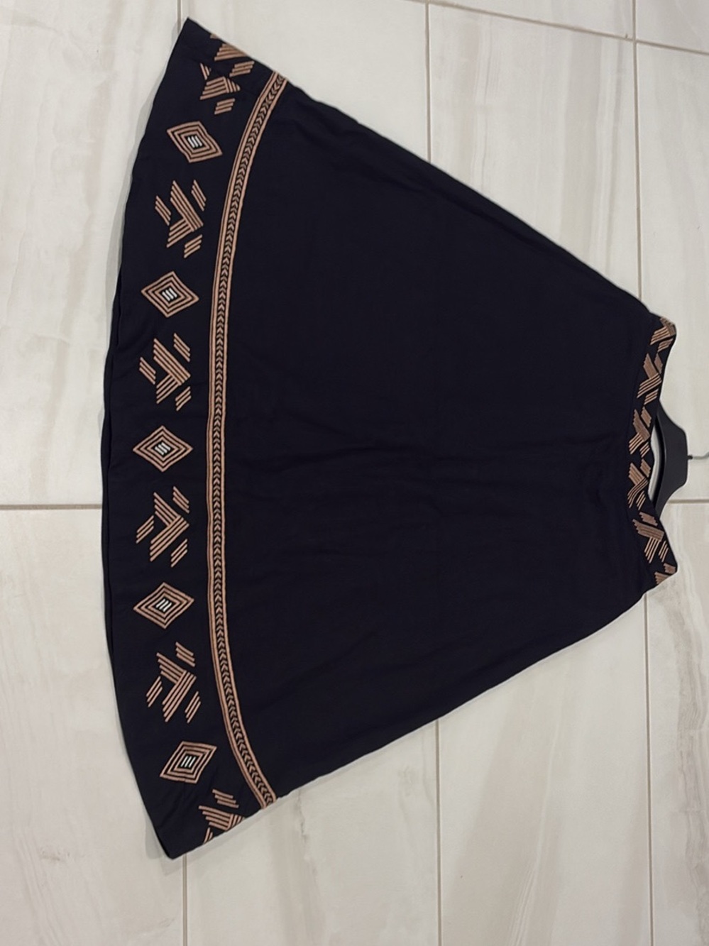 Banana Republic Black Skater Skirt with Brown Geometric Trim